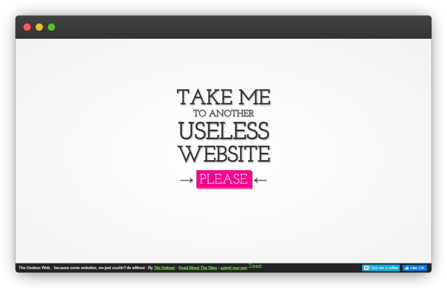 THE USELESS WEBSITE landing page