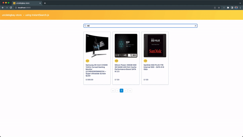 instant search functionality working