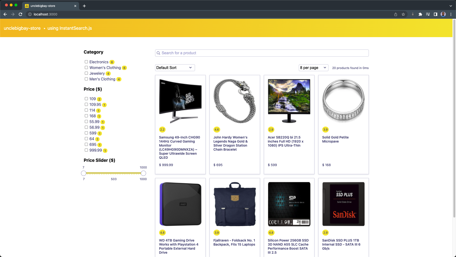styling the range slider in instantsearch js