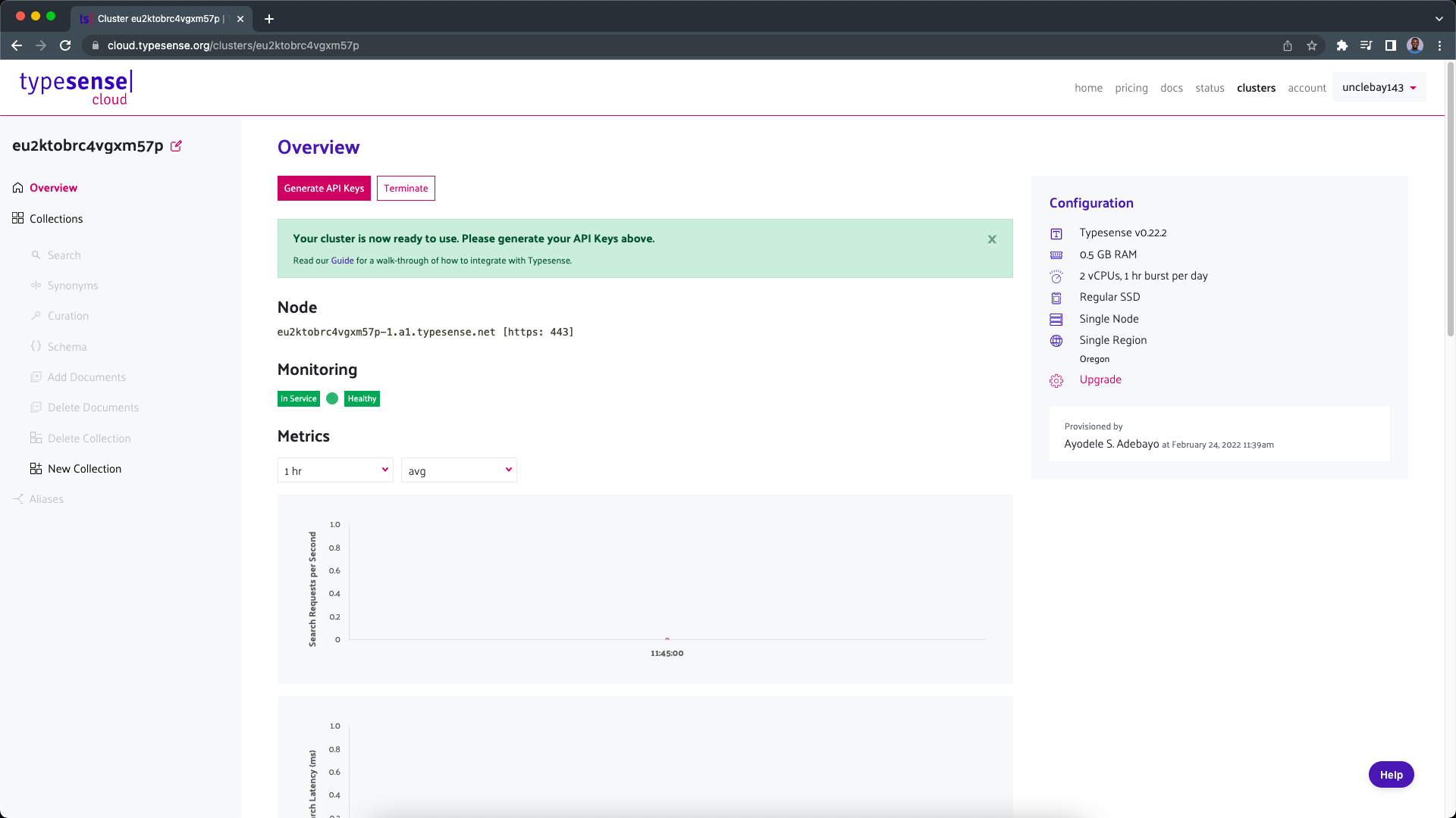 generate API key on typesense